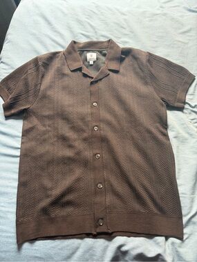 Craft + Flow Men's Short Sleeve Knit Button Down Polo Shirt - Brown